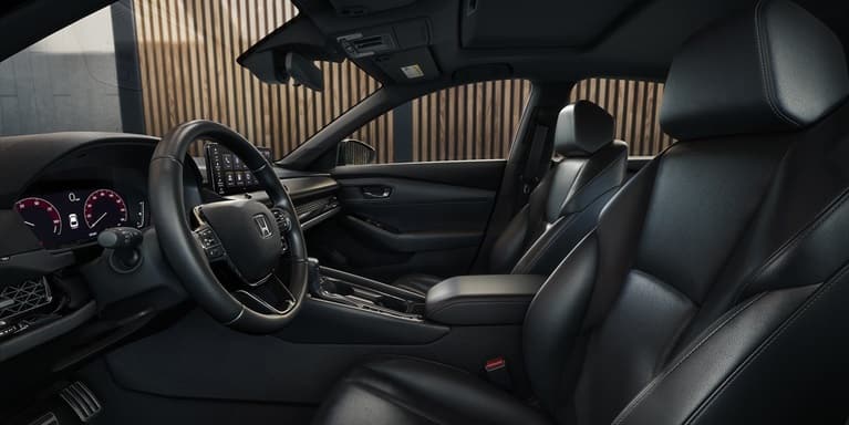 2026 Honda Accord Black interior with a view of front seats.